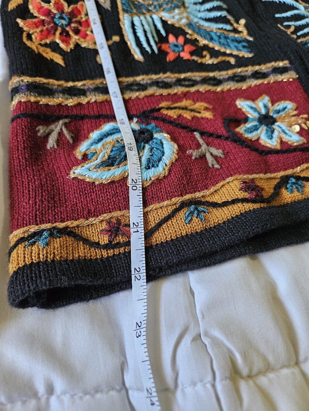Vintage Carole Little Embroidered Knitwear Zip Cardigan - Size L - Picture 9 of 12